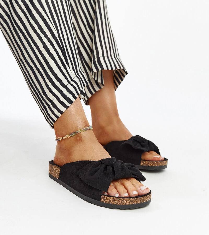 Papuci negri pe talpă de plută Aamu