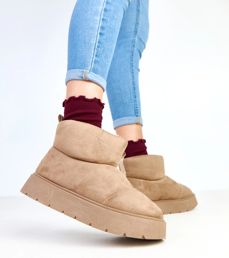 Cizme de zăpadă căptușite bej închis pe platformă Ribeiro