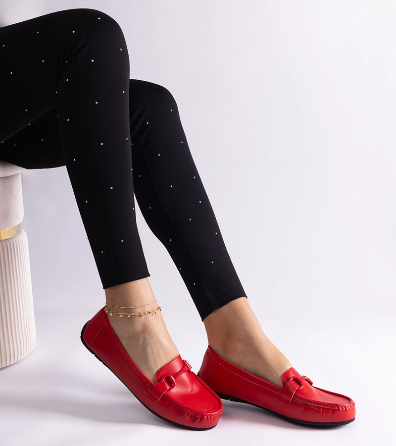 Mocasini clasici roșii din piele ecologică Pelayo