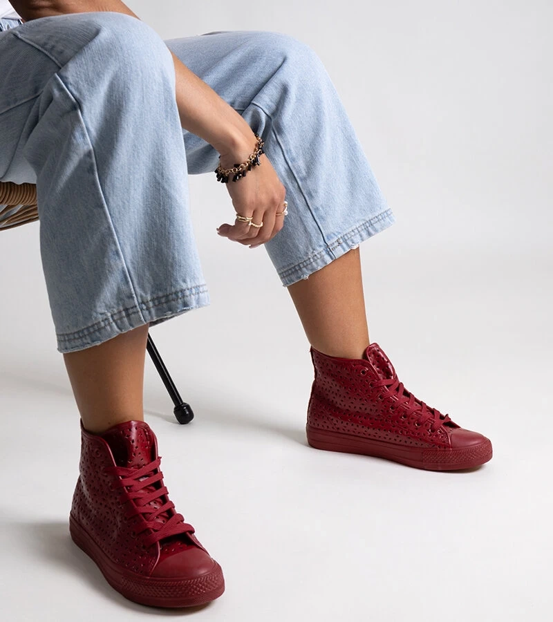 Teniși înalți roșii perforați Madala