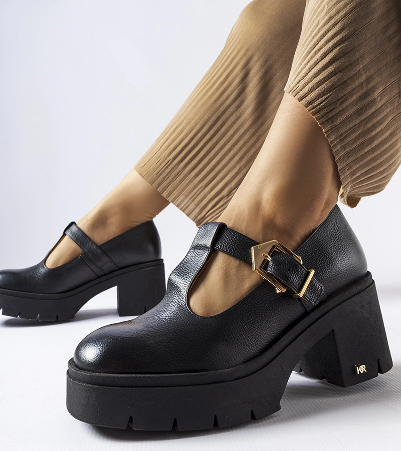 Pantofi de piele neagră Karino