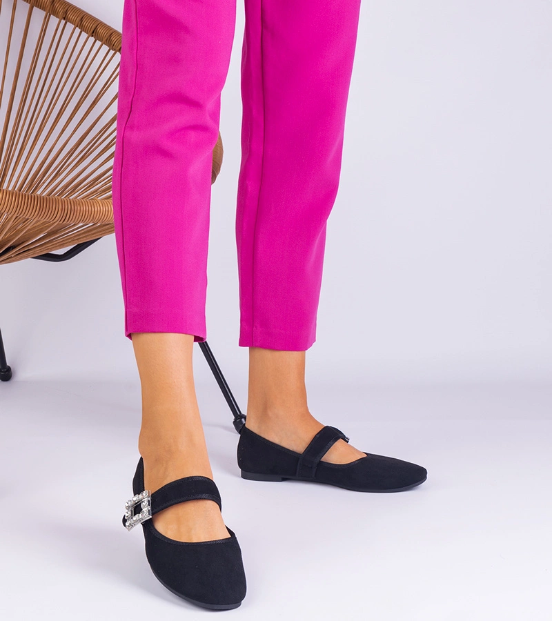 Balerini negri decorați cu o cataramă cu cristale Demetra