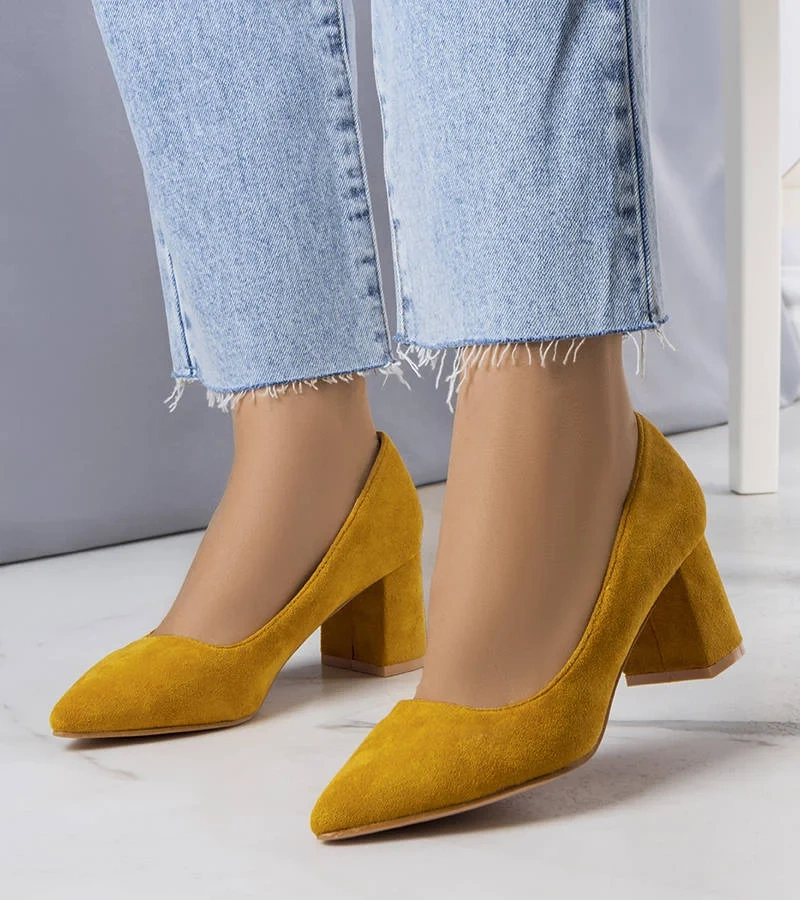 Pantofi cu toc galben Sadilla