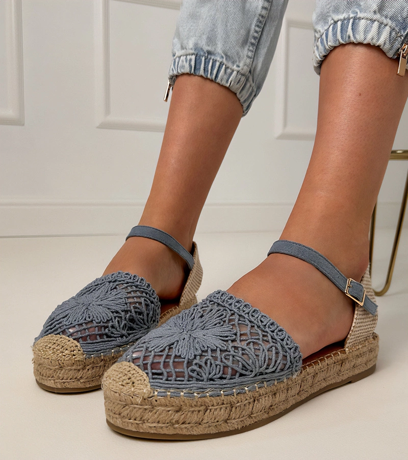 Sandale albastre espadrile decupate Santos