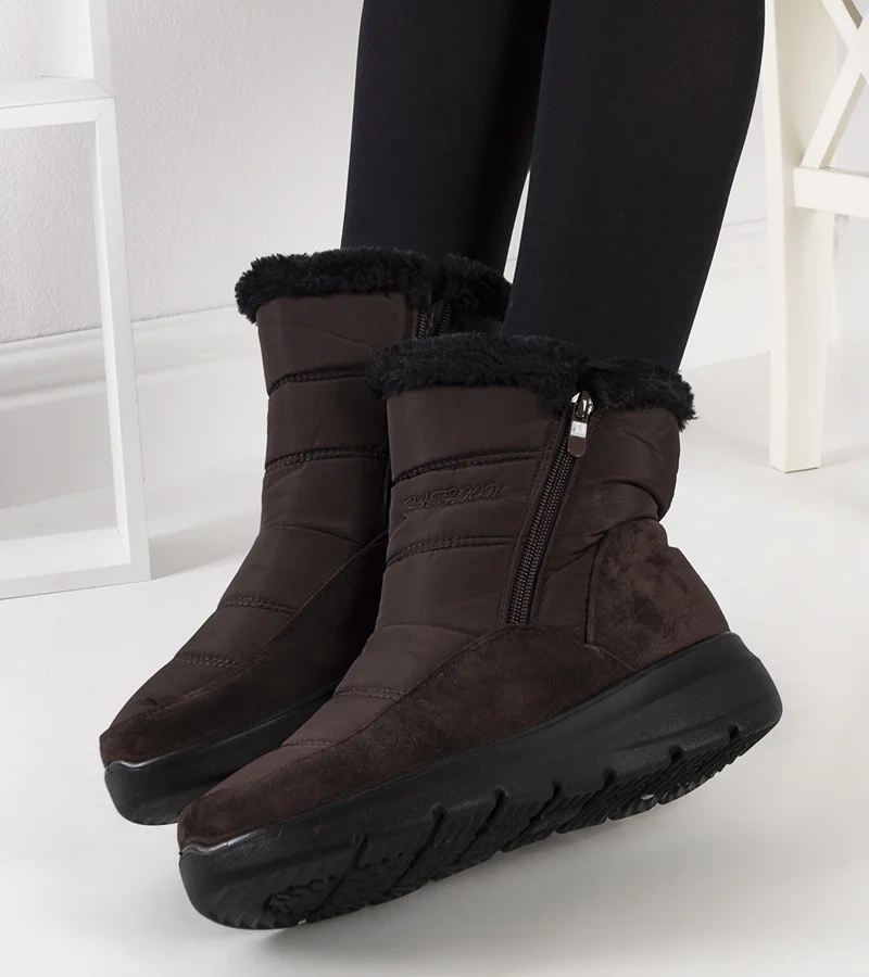 Cizme de zăpadă matlasate maro de la Azmarin