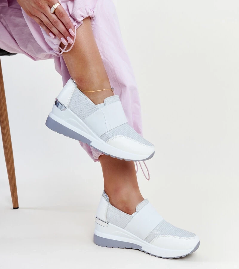 Teniși albi cu platformă Kallay