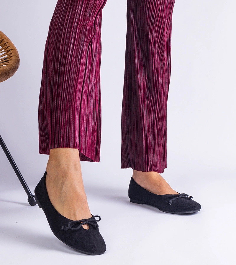 Balerini negri cu fundiță decorativă Pollinos