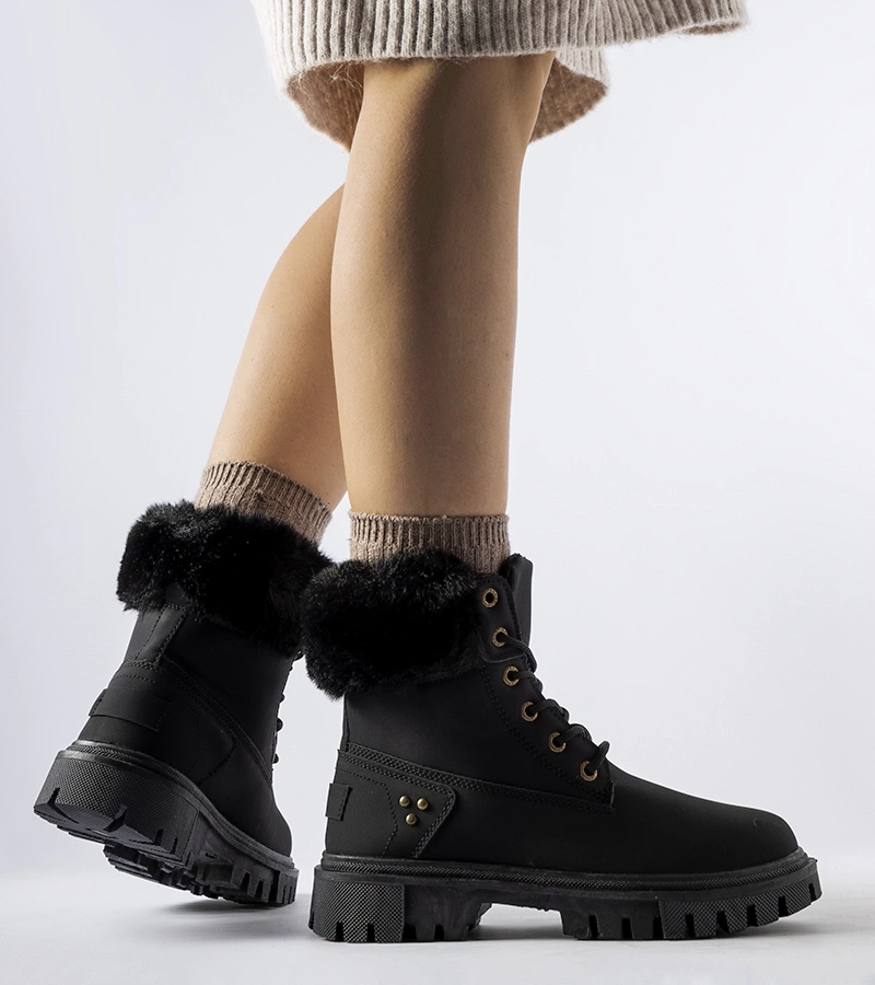 Traperi negri cu blăniță decorativă Albert