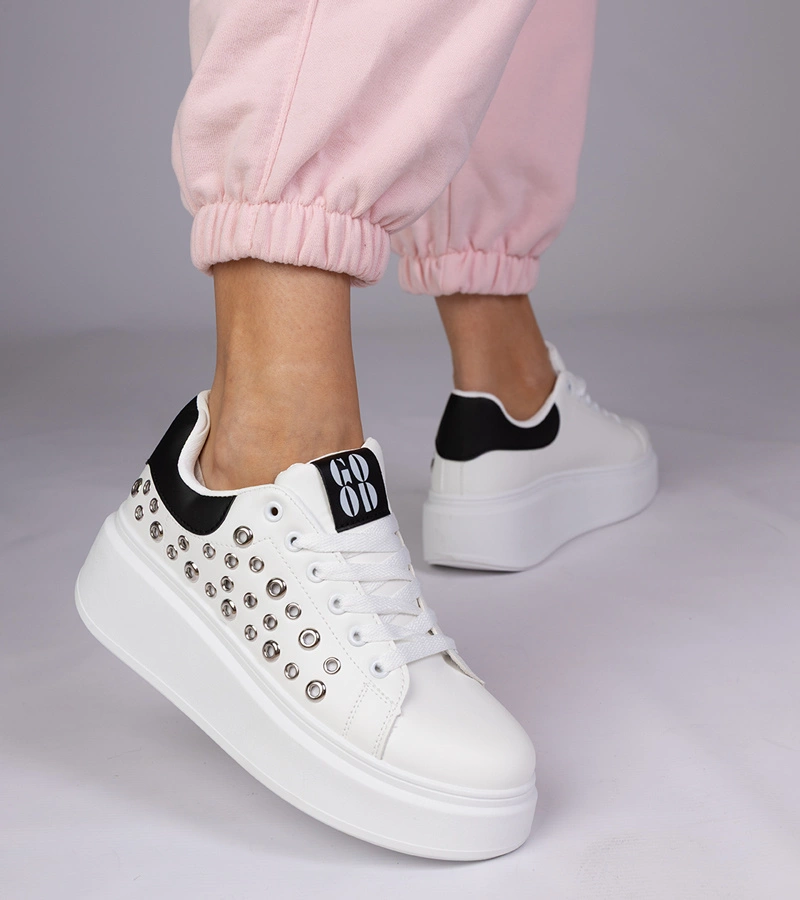 Adidași albi cu inserție neagră și ținte Urlana