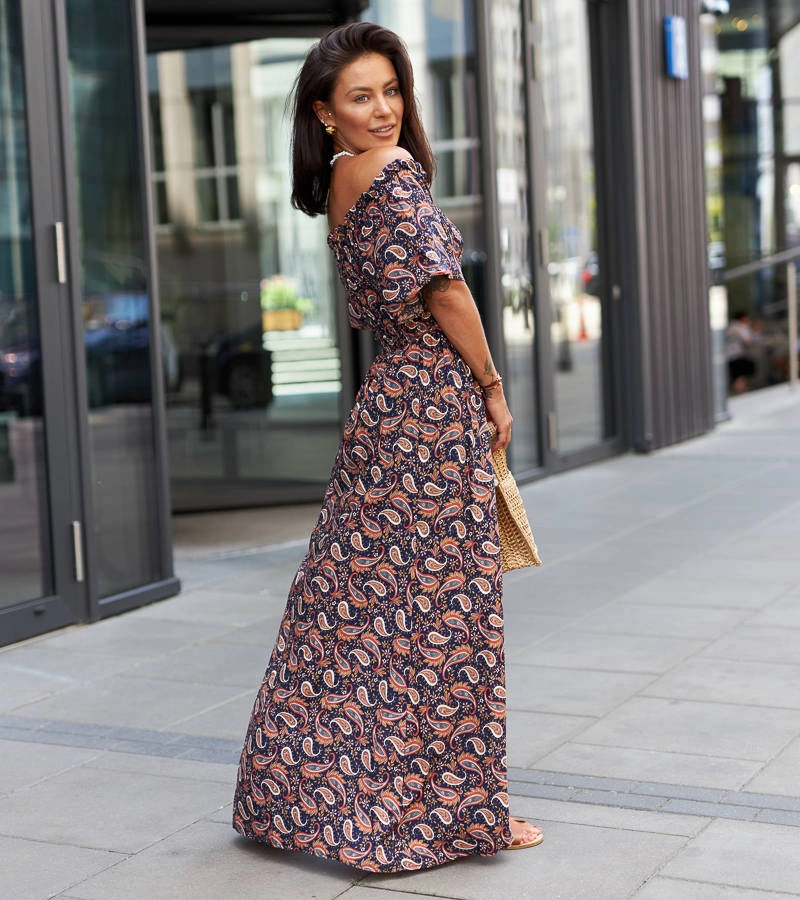 Rochie cu model albastru marin de Gless