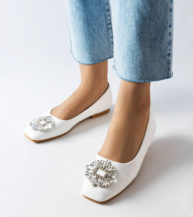 Mocasini albi cu zirconii Hillview