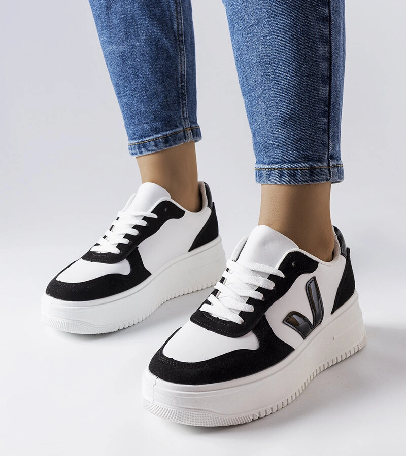 Adidași cu platformă alb-negru Plouffe