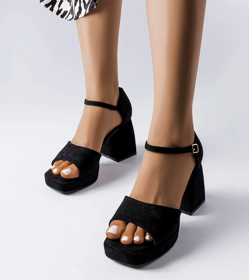 Sandale cu toc negru Vinceza fashion