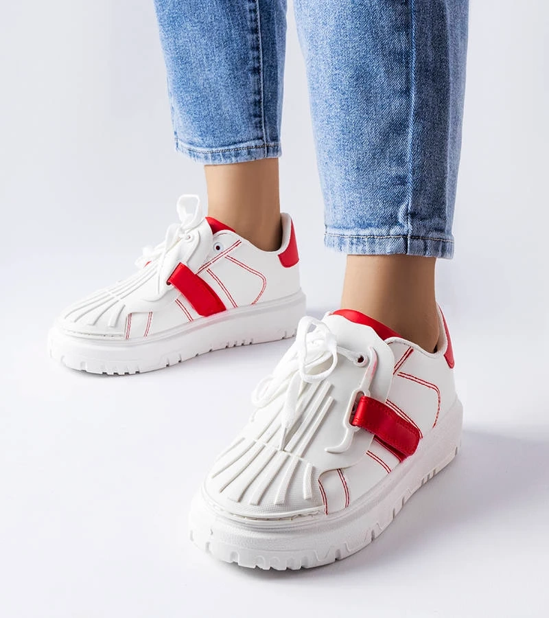 Adidași cu platformă roșie și albă de la Binet