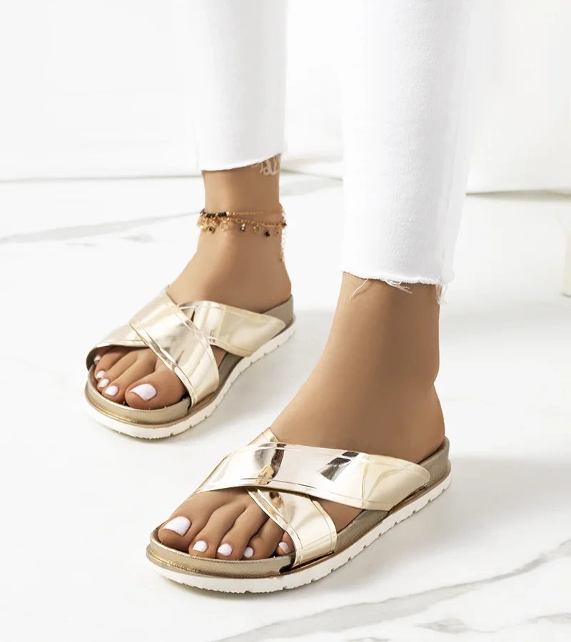 Șlapi Nicolay de aur pentru femei