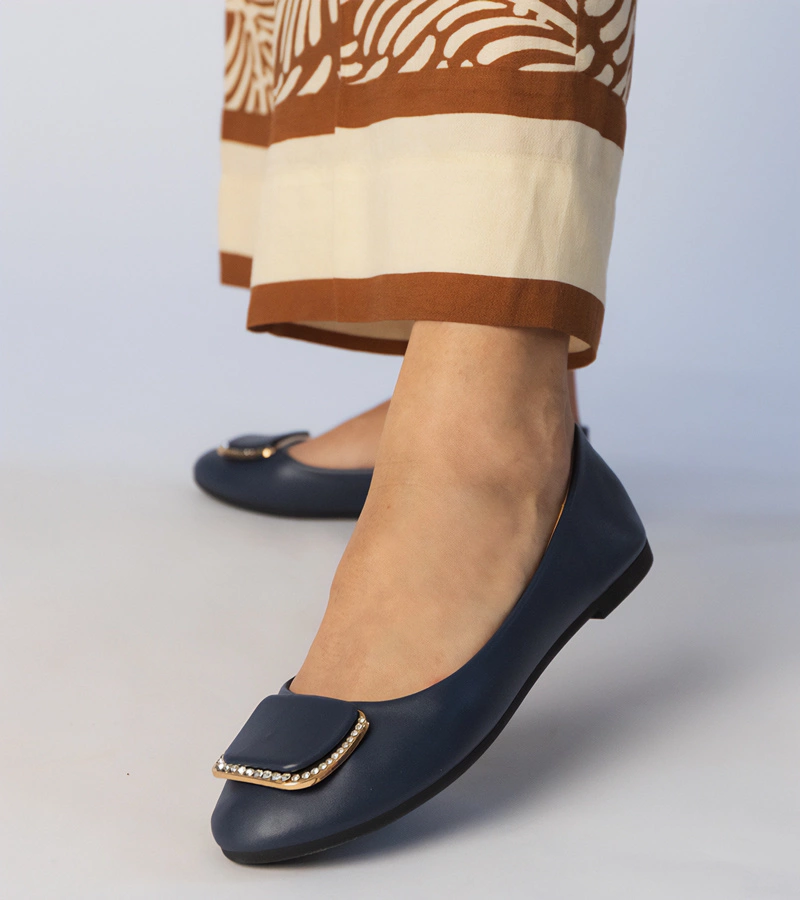 Balerini bleumarin de damă cu zirconii Bejla