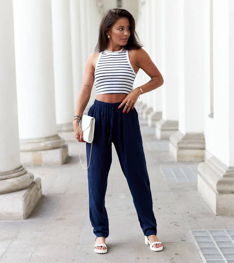 Pantaloni largi albastru marin de Margno