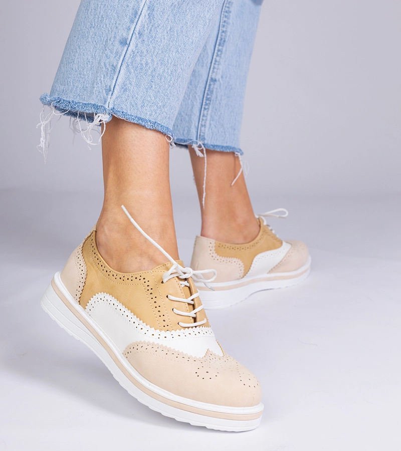 Pantofi oxford clasici bej Toddi