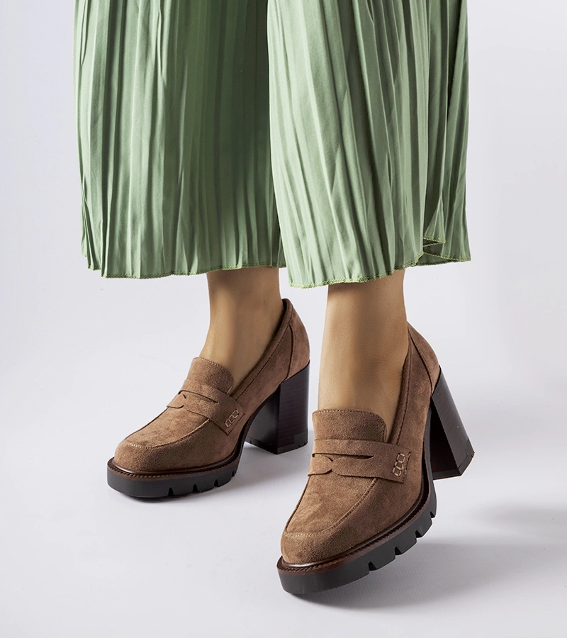 Pantofi maro cu talpă din piele Vinceza