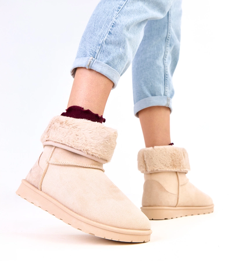 Cizme de zăpadă bej cu blană pe platformă Meggi