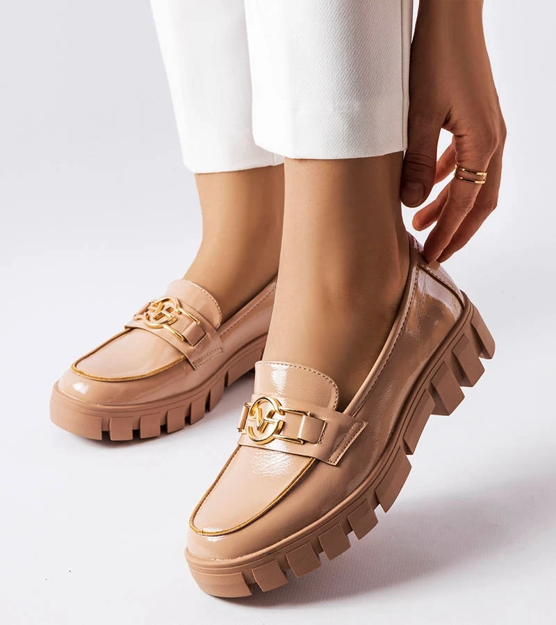 Mocasini Vinceza bej lăcuit