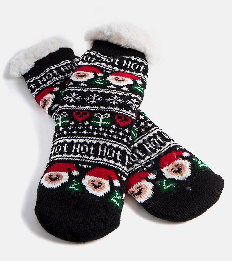 Șosete izolate negre cu Santa Challa