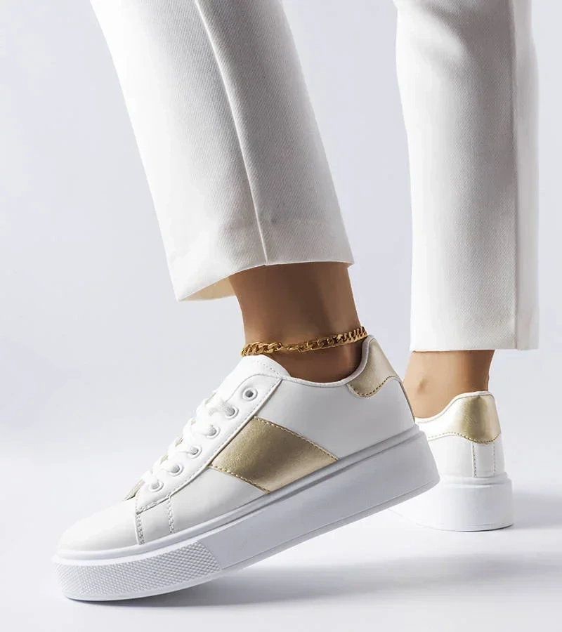 Adidași albi cu curea aurie Aurélie