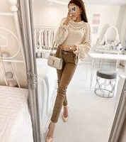 Pantaloni tubulari pentru femei Karima bej