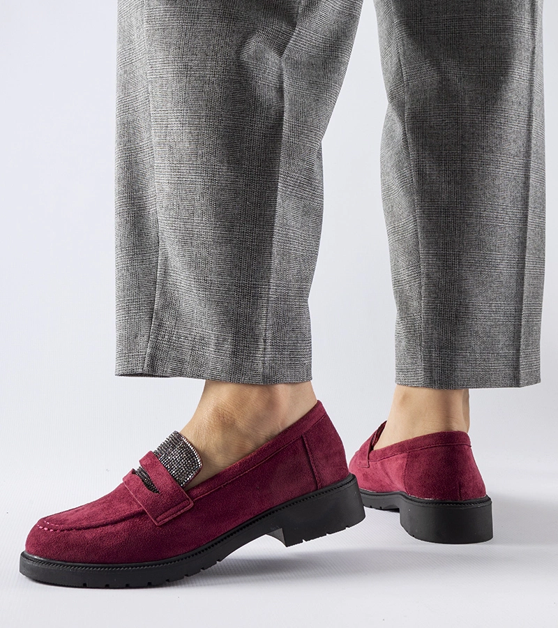 Mocasini bordo cu strasuri Ippolito