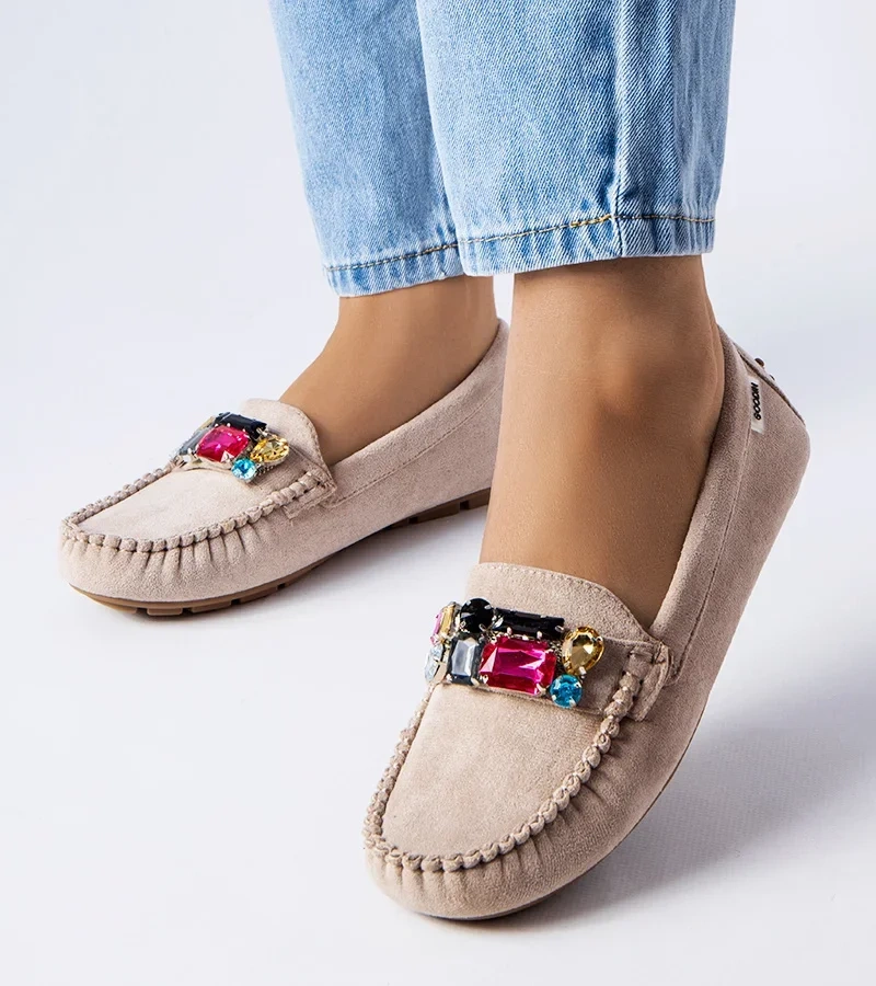 Mocasini gri cu talpă din piele Tanguay