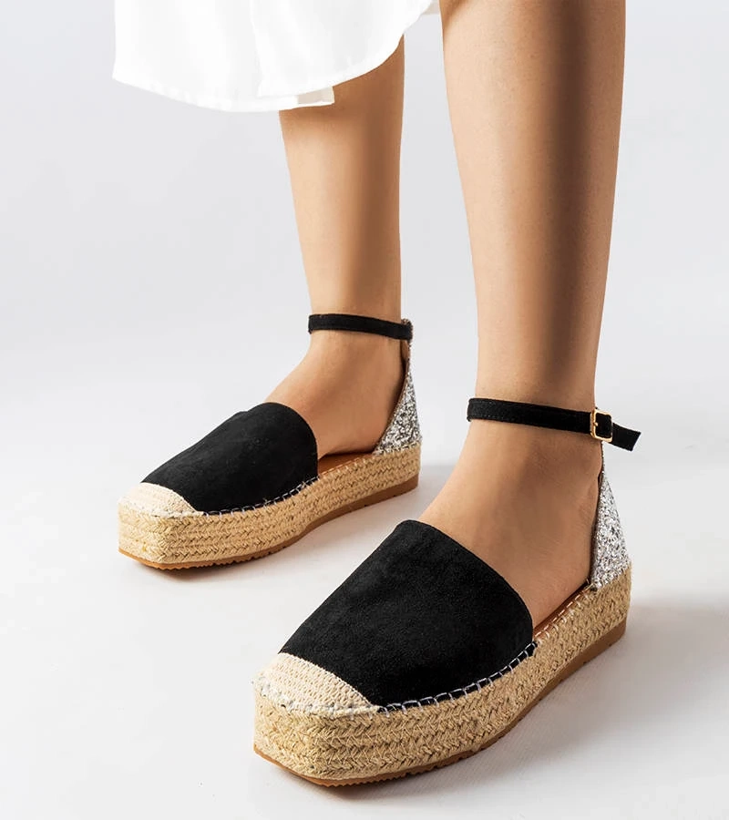 Espadrile negre cu inserție de sclipici Myasia