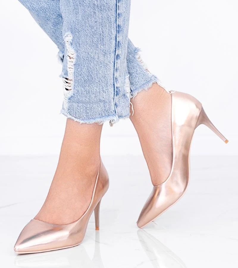 Pantofi stiletto Venicia din aur roz