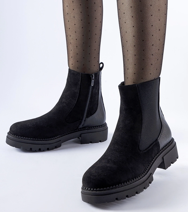 Botine negre cu talpă masivă Hodges