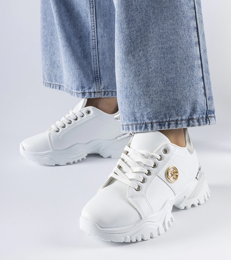 Sneakers albi cu talpă masivă Arpaia