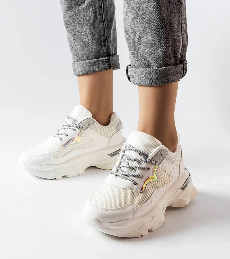 Adidași albi înfrumusețați cu sclipici Beatrice