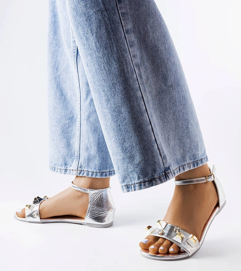 Sandale argintii Riverdale cu ornamente argintii