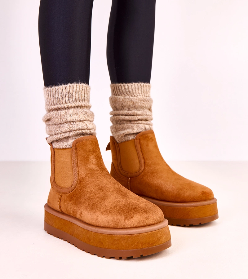 Cizme de zăpadă maro joase cu inserție elastică Nancey