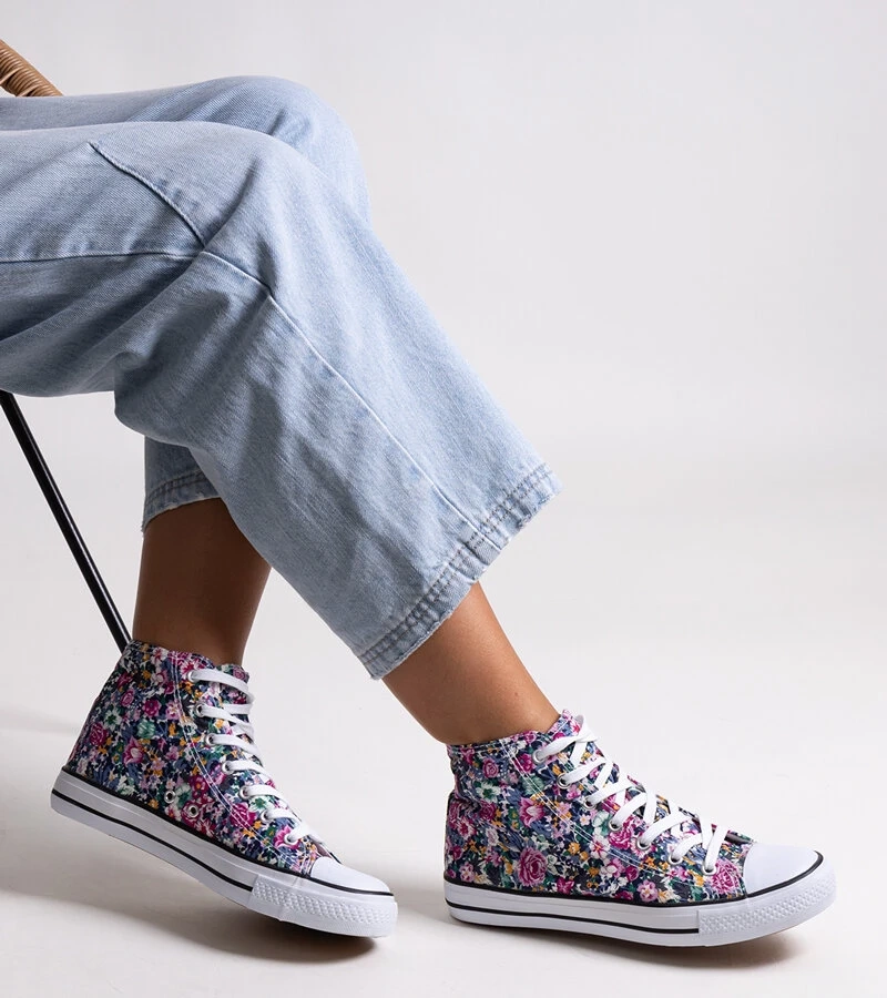 Teniși înalți roz cu model floral Mehretina