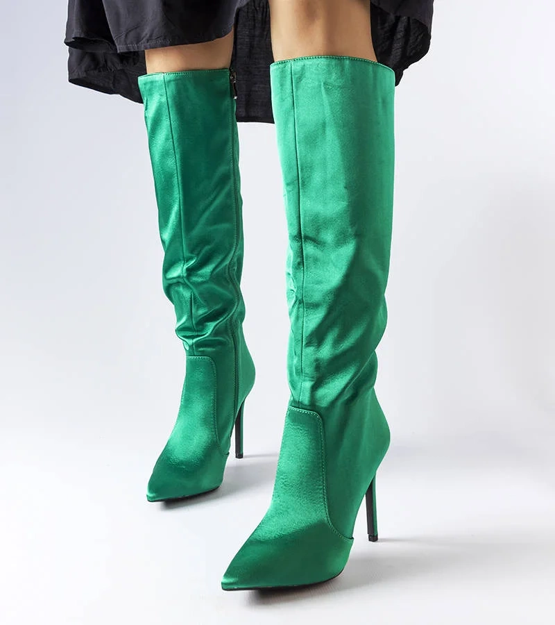 Cizme cu toc stiletto Marlengo verde