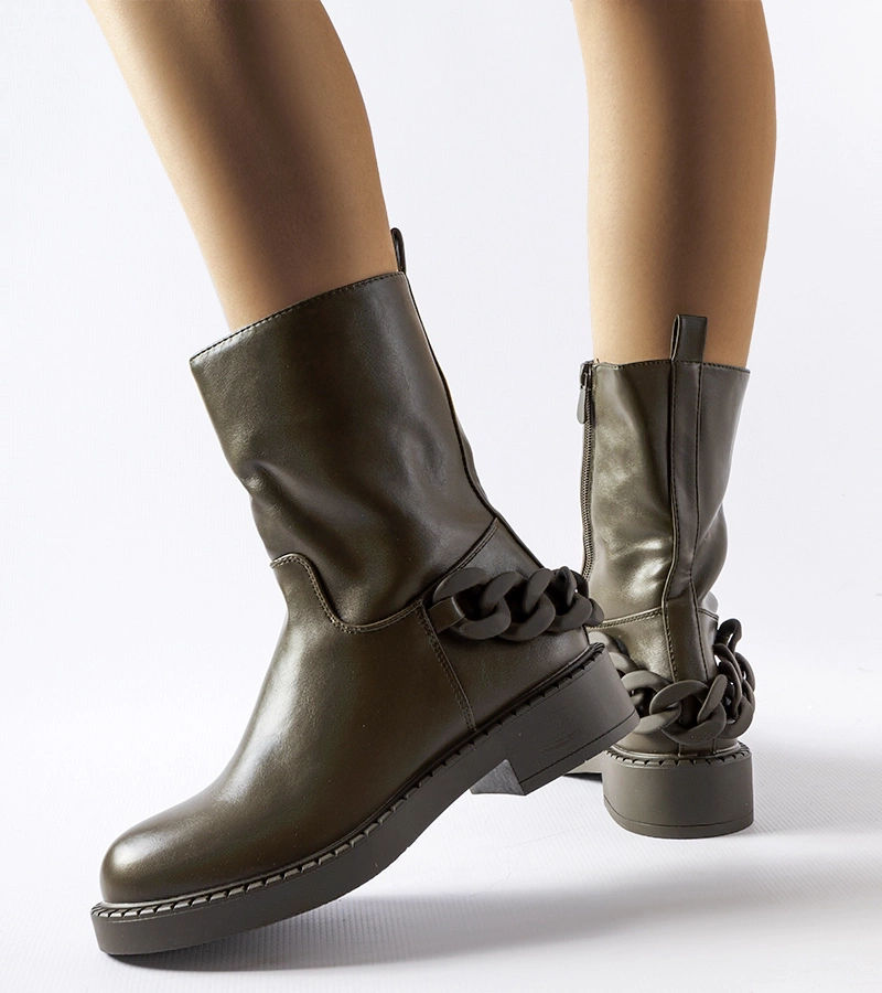 Botine verzi călduroase cu lanț Linera