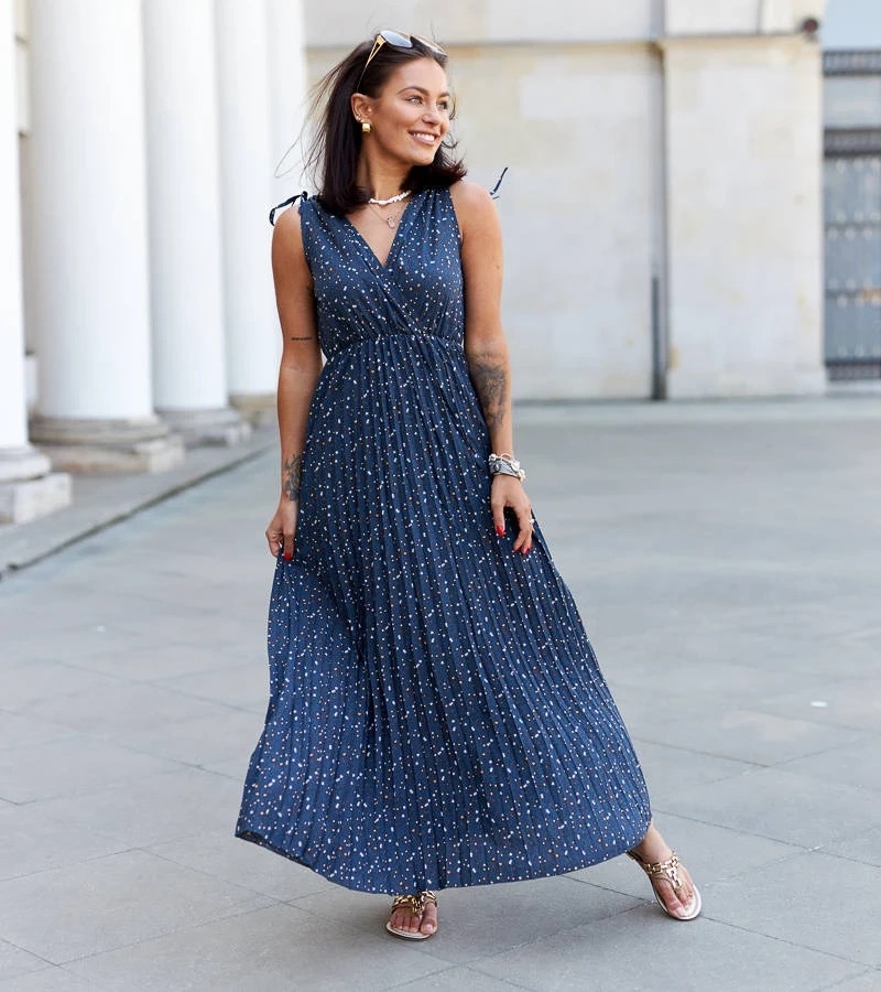 Rochie plisată albastru marin Spalato