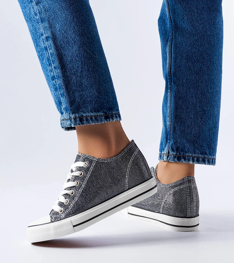 Crete - pantofi cu tocuri cu sclipici negru