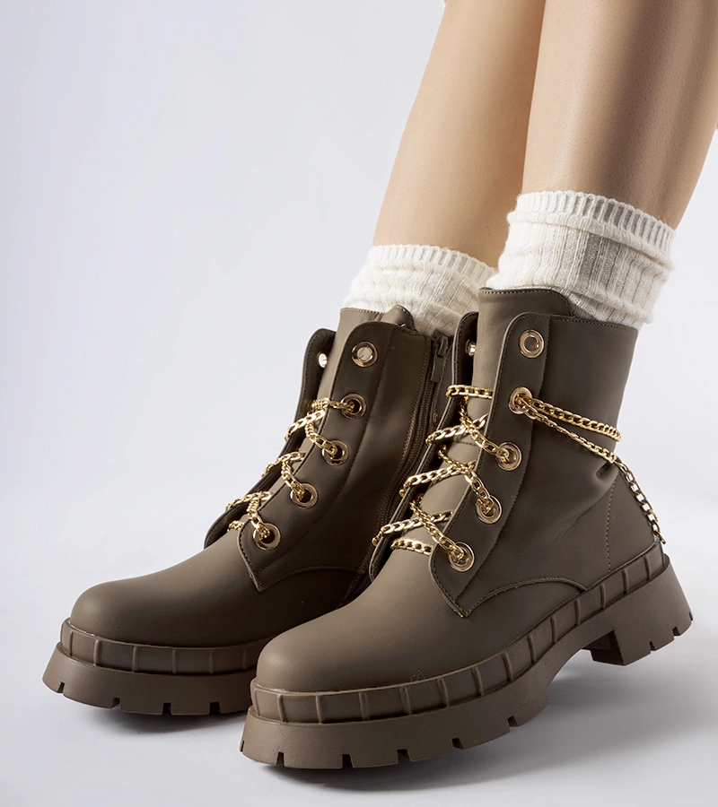 Cizme maro cu lănțișor Alcin