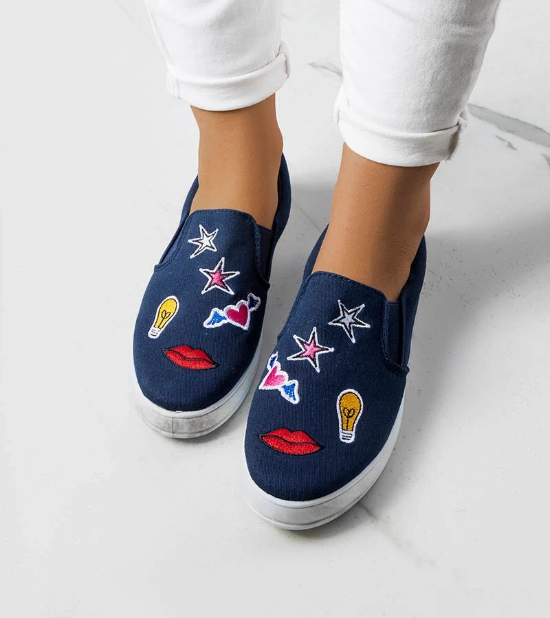 Pantofi de tenis albastru marin cu petice Anais