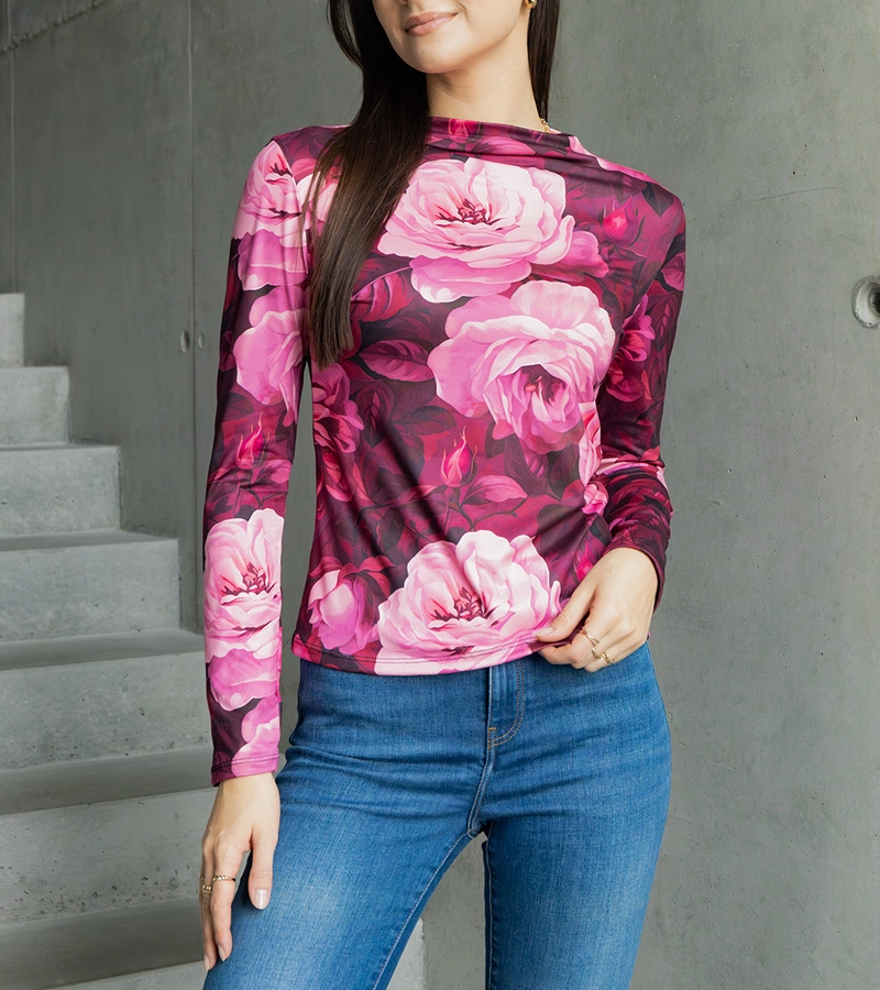 Bluză roz cu imprimeu Amaya