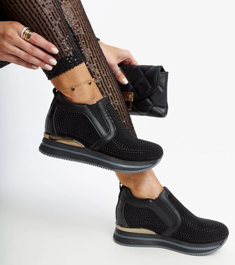 Pantofi sport negri cu platformă Cadelaria