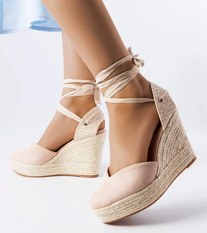 Espadrile Dubois bej pe tocuri