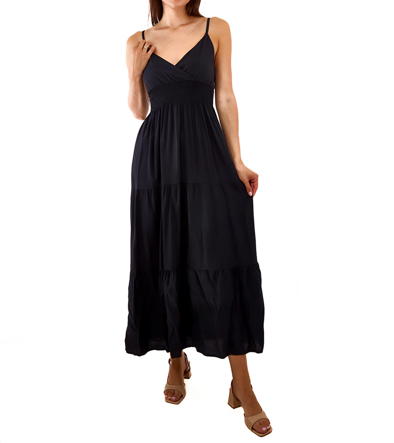 Rochie maxi neagră în stil boho de Trill