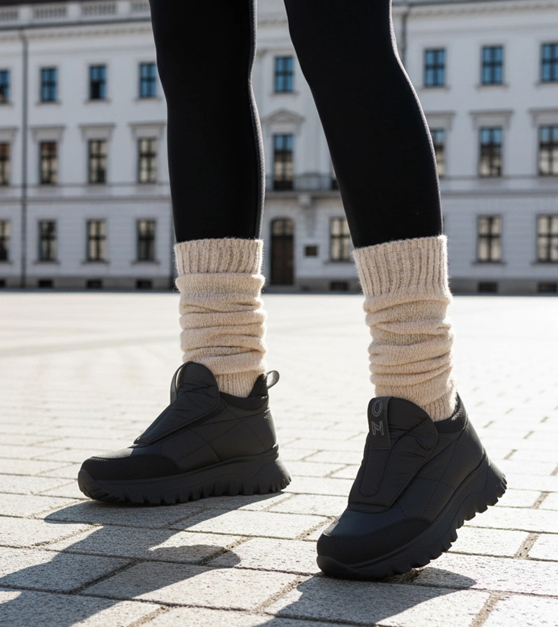 Cizme de zăpadă negre de damă cu scai Penny