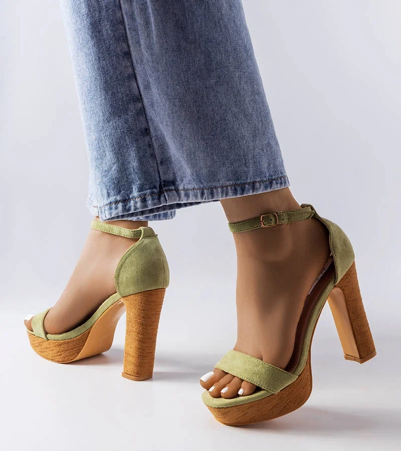 Sandale cu toc înalt Selsa verde